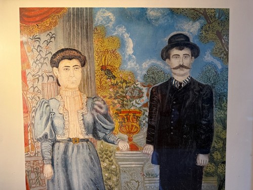 Naive Volkskunst griechischer Künstler lithographischer Druck von Paar - Pilion frisch verheiratet - Bild 9 von 14