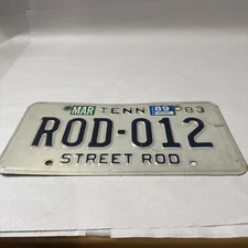 RARE Tennessee Street Rod License Plate Tenn 1983 89 Sticker ROD-012