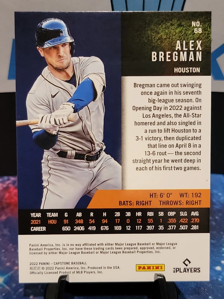 2022 Panini Capstone Alex Bregman #68 Houston Astros  - Image 2 of 2