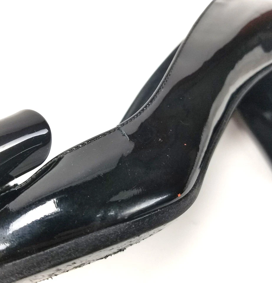 PATRICK COX  Dress PUMPS Ladies size 39.5 Black Patent High Heel Shoes Italy Bow - Image 2 of 4