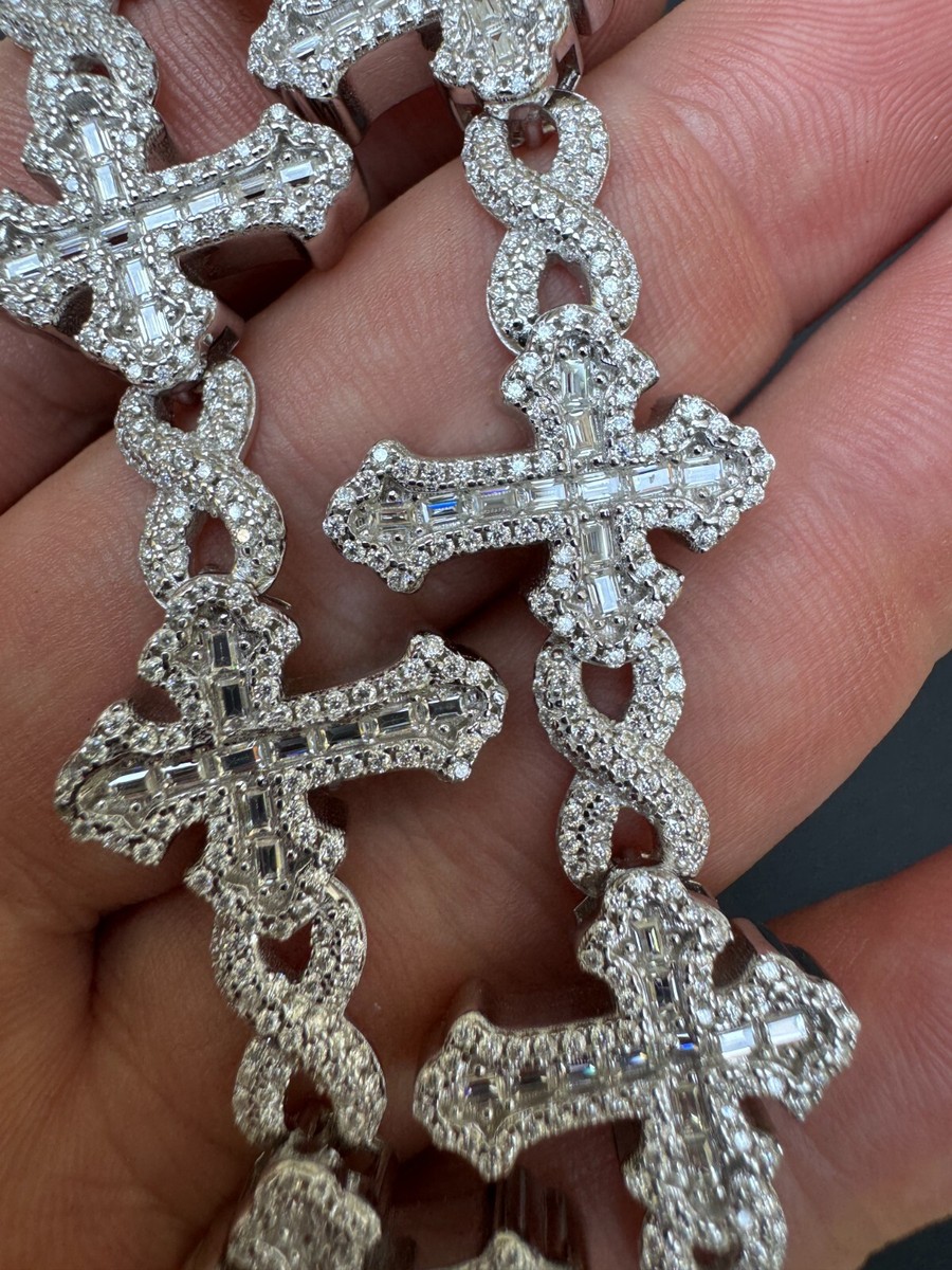MOISSANITE Baguette Gothic Cross Infinity Link Hip Hop MOISSANITE Baguette Gothic Cross Infinity Link Hip Hop