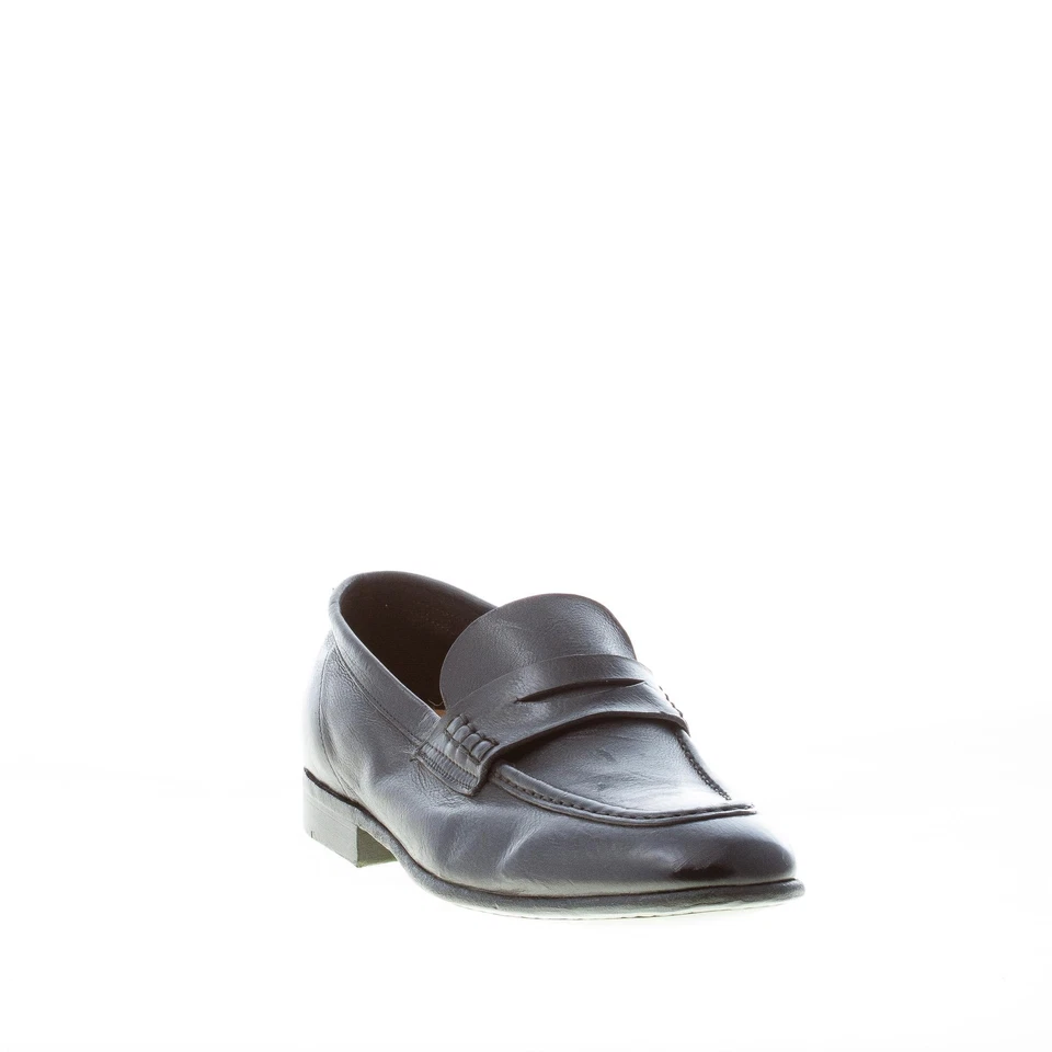 GREEN GEORGE Hombre Zapatos Negro Cuero Suave Hecho a Mano en Italia Penny Mocasín Foto 2 de 4