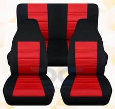 SUV Cotton Car seat covers Front+Rear blk-red fits Jeep wrangler 2003-2006