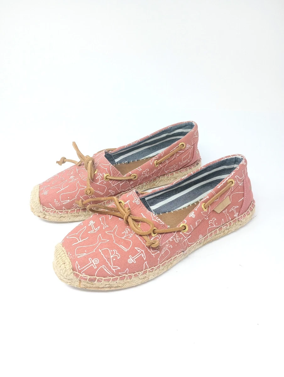 Women s 6 Sperry Top Siders Katama Canvas Espadrilles Pink Whales