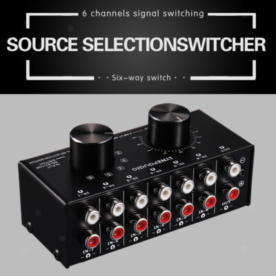 Mini 6-IN-1-Out RCA Stereo Audio Switcher Selector Splitter Box Umschalter