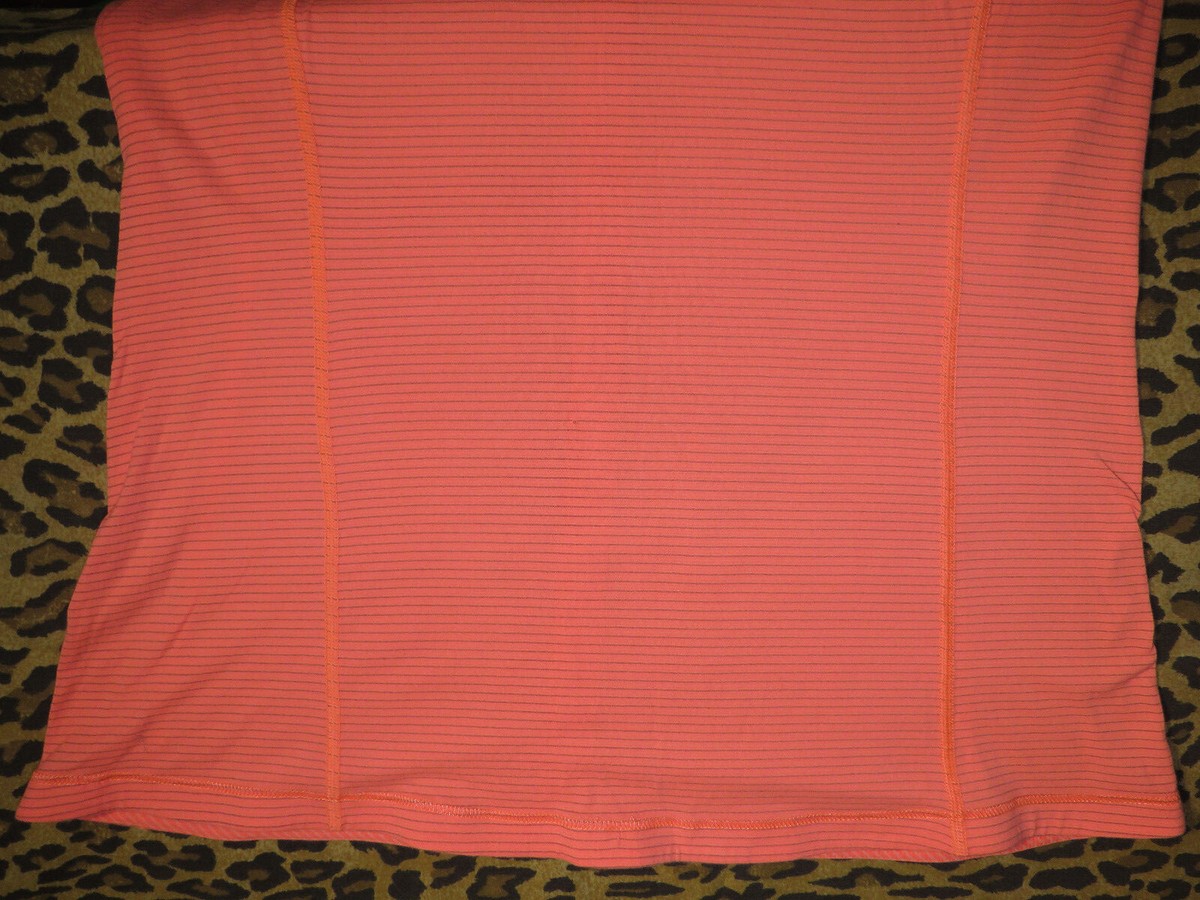 Lululemon 8 Turn It Up Tee Pop Orange Dune Beige Reflective Silverescent EUC! View 6