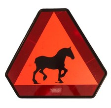 Triad Products Orange & Red Reflective Triangular Sign Horses Horse Crossing