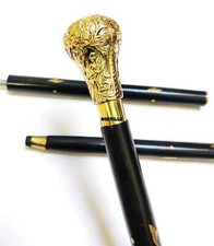 Vintage Style Antique Victorian Designer Brass Handle Wooden Walking Stick Cane