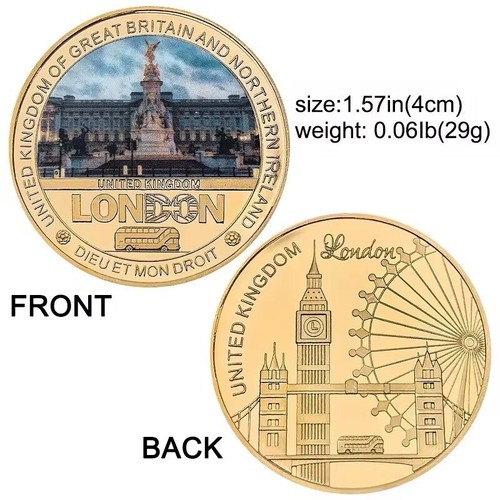 London Top Landmarks 5 Gold Plated Coins Box Set - Big Ben London Bridge & More - Picture 4 of 4