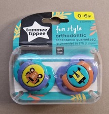Tommee Tippee Fun Style Smoczki ortodontyczne 0-6m Niebieskie Fioletowe Tygrysy Fabrycznie nowe z metką 
