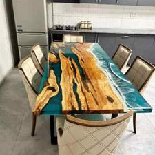 Epoxy Resin Table, Ocean Epoxy Resin Table, Custom Dining Table, Handmade Table.