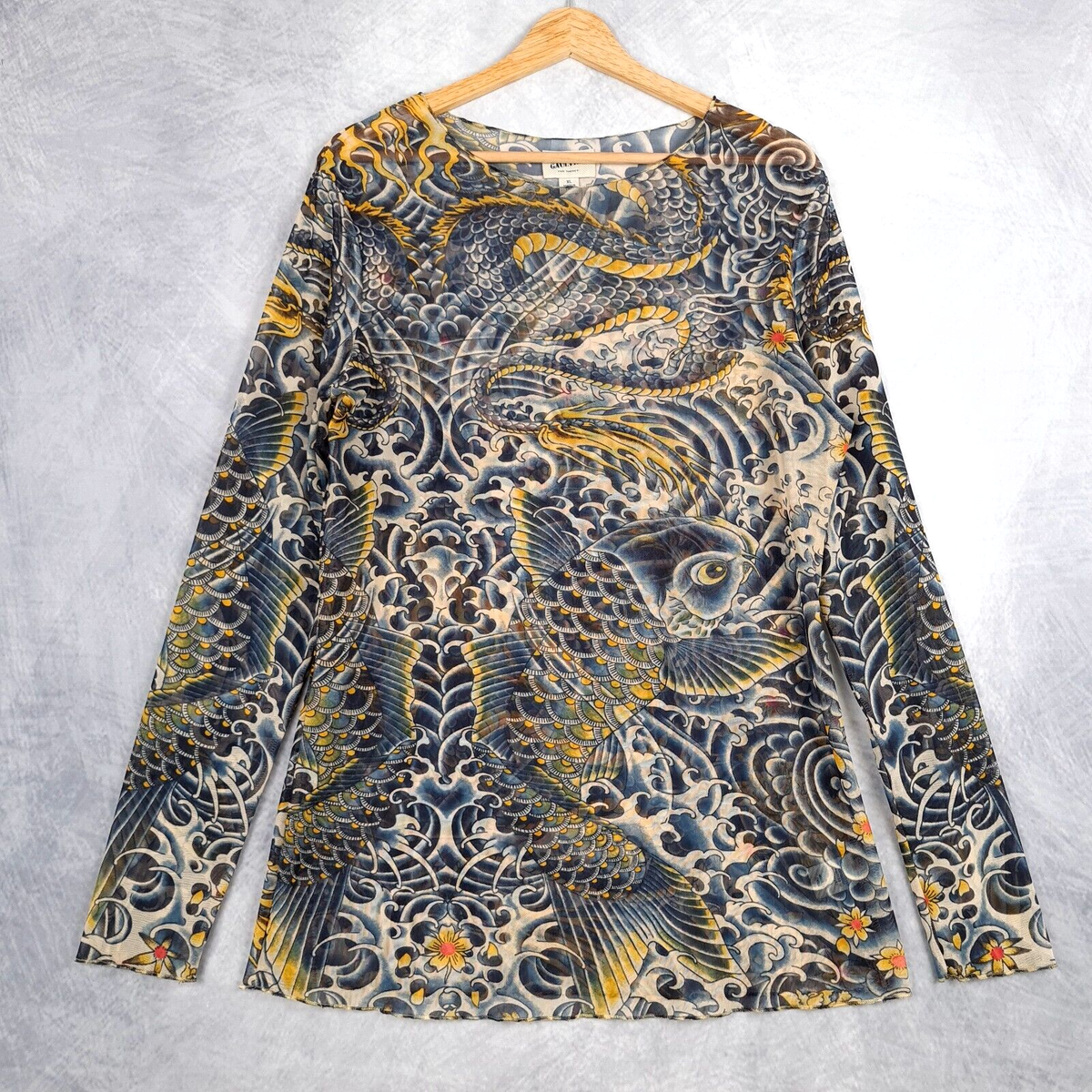 Jean Paul Gaultier Target Top Womens XL Blue Sheer Mesh Jean Paul Gaultier Target Top Womens XL Blue Sheer Mesh