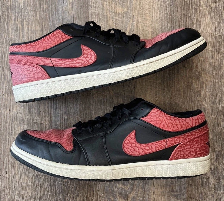 Nike Air Jordan 1 Retro Low Bred Elephant Print Red Size 15 Sneakers 553558-013 - Image 2 of 4