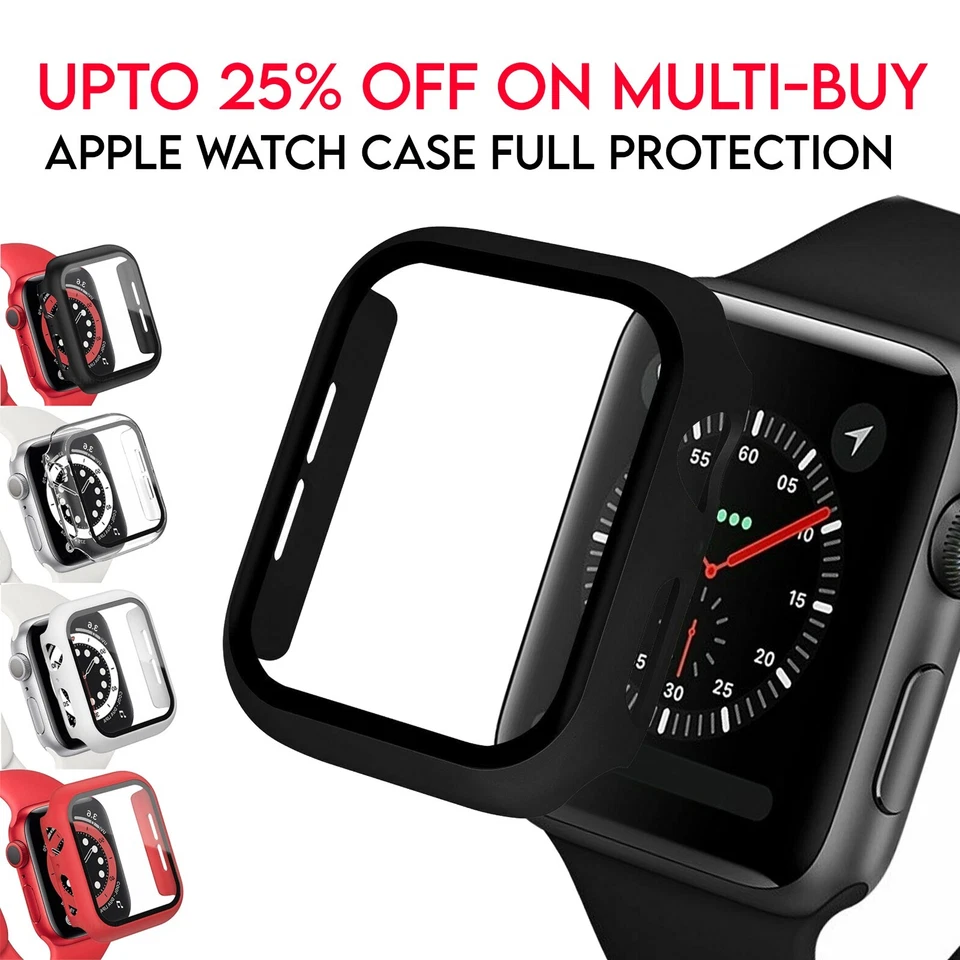 Protective Full Cover for Apple Watch Case 4/5/6/7/8 SE Screen Protector