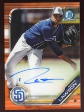 Reggie Lawson 2019 Bowman Chrome Auto Orange #CPA-RL Serial #d 16/25 Padres