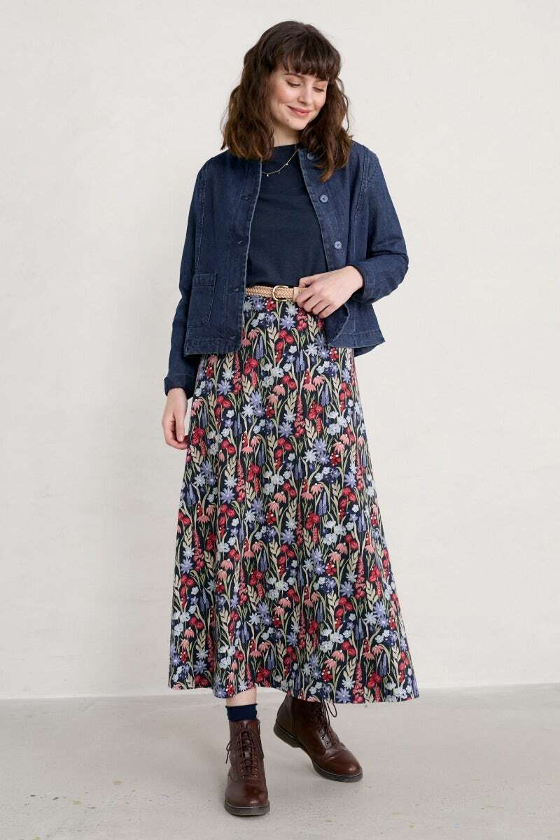 Seasalt Women's Skirt navy Rose Jersey Skirt Regular Garden Bloom