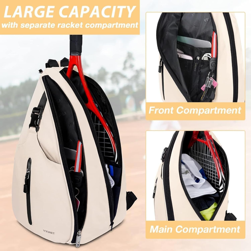 Ytonet Tennis Bag, Tennis Sling Backpack Crossbody Water Resistant for Men Women - Picture 3 of 12