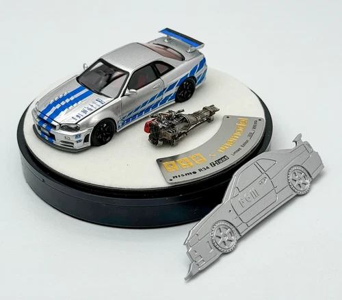 PGM 1:64 Silver Skyline GTR R34 Z-TUNE Fast Engine Model Diecast Metal Car - Picture 2 of 11
