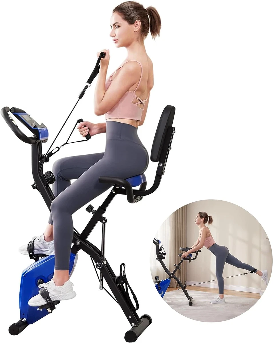 Stationary Bike 4 in 1 Foldable Exercise Bike for Home with Pulse
