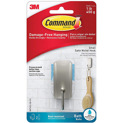 3M Command: Small Satin Nickel Bath Hook (Satin Nickel)