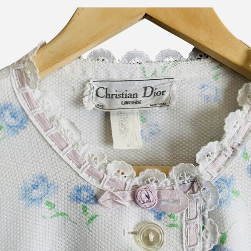 Vtg Christian Dior Peignoir M Set Maxi Lawn Cotton Nightgown Robe Saks 5th Ave - Picture 15 of 20