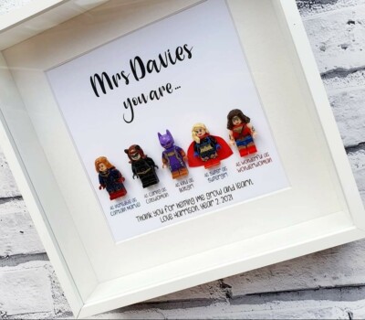 Personalisierter Geschenkrahmen Lehrer Superheld (individuelles weibliches Geschenk zum Ende der Amtszeit)