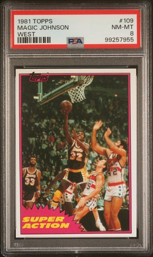 1981-82 MAGIC JOHNSON West PSA 8 Topps #109 Card NM-MT Certif 99257955 LA Lakers