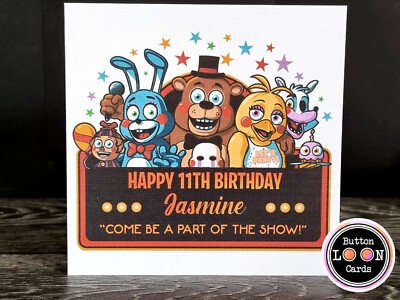 Handgefertigte personalisierte Happy Birthday Karte FNAF Five Nights At Freddies JEDER TEXT 