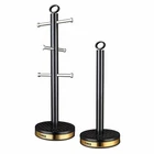Tower T826092BLK Empire 6 Cup Mug Tree and Roll holder - Brand New