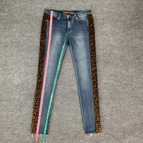 Joes Jean Girls Youth 16 Velvet Leopard Tuxedo Panel Skinny Raw Hem Denim - Picture 7 of 13