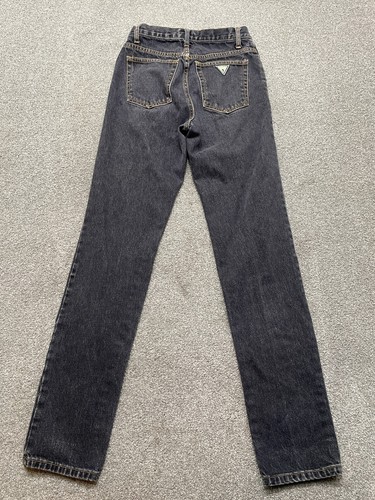 VINTAGE Guess Jeans 28X34 Black Georges Marciano Skinny Made USA Triangle - Picture 3 of 10