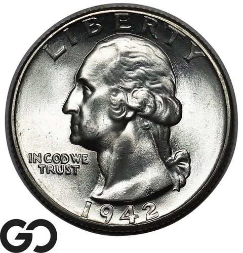 1942-D Washington Quarter, Solid Gem BU++