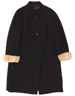 Louisoder Damen Mantel UK 12 Medium Schwarz Schurwolle DR01