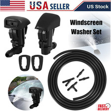 2 Pack Windshield Washer Nozzle Fan Spray With 2m Hose Kit For Jeep Dodge Ram