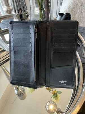 Original Louis Vuitton Brazza Geldbörse | Taïga Leder Schwarz | Top | Data Code