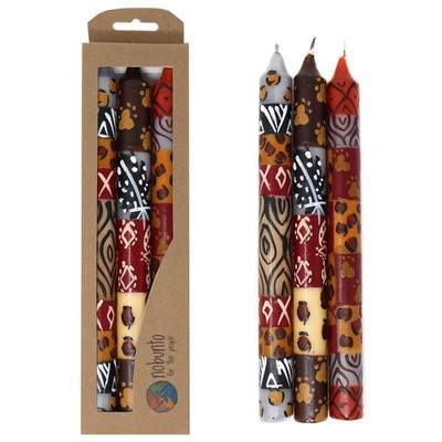 - Uzima Hand-Painted Taper Candles Set of 3 - African Candles