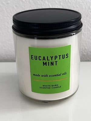 Bath and Body Works White Barn Kerze Duftkerze Eucalyptus Mint 198 Gramm Neu