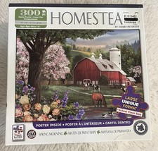 SPRING MORNING 300 LARGE Pieces Puzzle Barn Horse Cows Flowers Made in USA