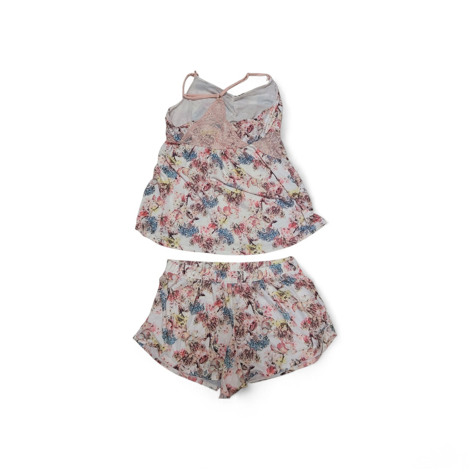 Lane Bryant Cacique Pajama Set Size 14-16 Floral Cami Shorts Lace Back