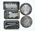 Lot 5 VINTAGE 1 Oz Silver Bars/Rounds Art Bars Collection Poured .999 *470