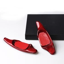 2PCS Real Carbon Fiber Red Steering Wheel Shift Paddle Extension For Audi S3