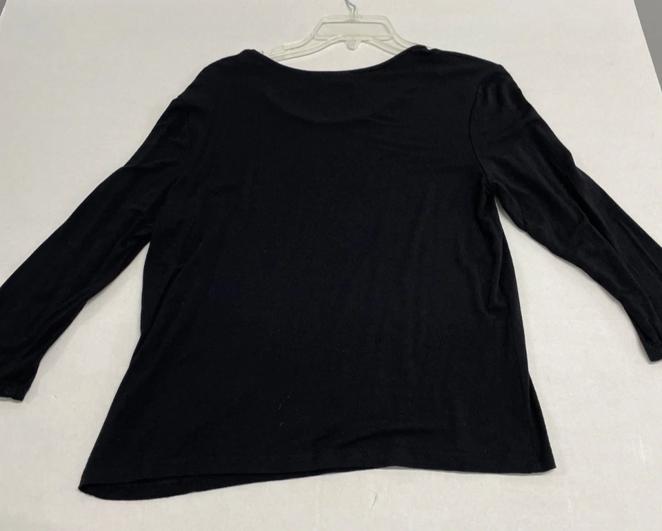 Croft & Barrow Stretch Top Shirt Womens Medium M Black Rayon Spandex Scoop Neck - Image 3 of 3