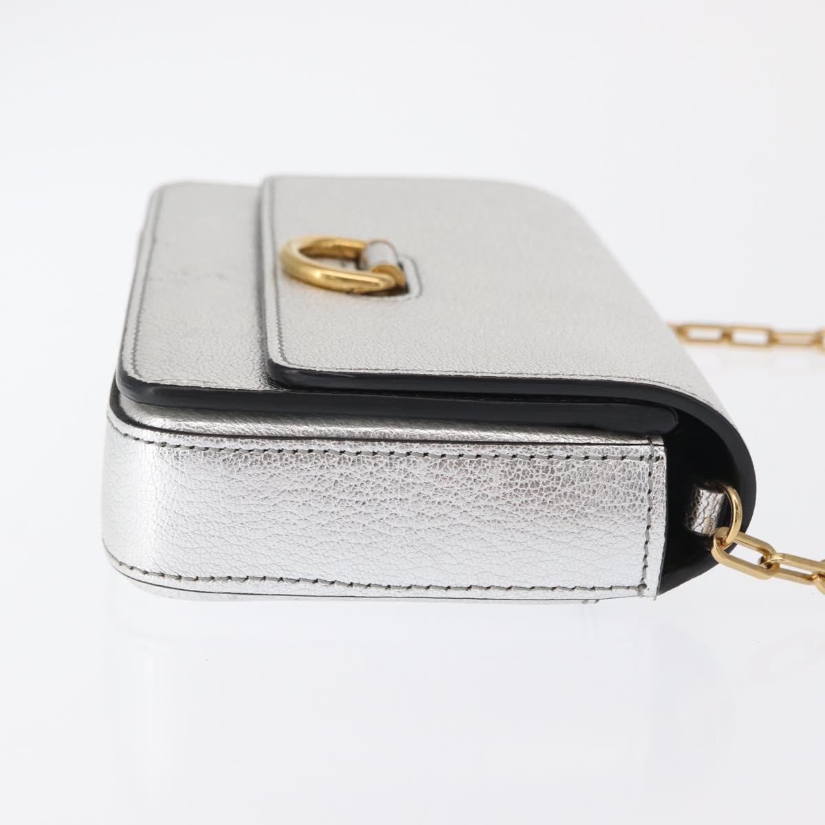 BURBERRY Chain Shoulder Bag Leather Gold Silver Auth ka1604M image 3
