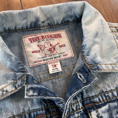 Vintage Y2K True Religion Denim Trucker Jacket XL Acid Wash