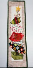 6 inch x 22 inch Quilted Christmas Tree Design Wall Hanging Decor