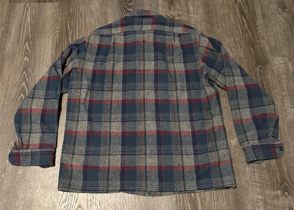 Camisa de franela de lana vintage Pendleton para hombre - L gris/azul a cuadros - Hecha en EE. UU. Foto 2 de 4