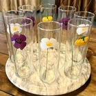8pc VTG Anchor Hocking Glasses Poppy Tom Collins Mix Set Floral Highball Tumbler