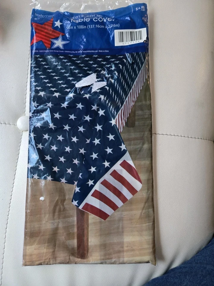 Cubierta de mesa desechable bandera de Estados Unidos, fiesta, picnic, vacaciones, 54 pulgadas × 108 pulgadas Foto 2 de 2