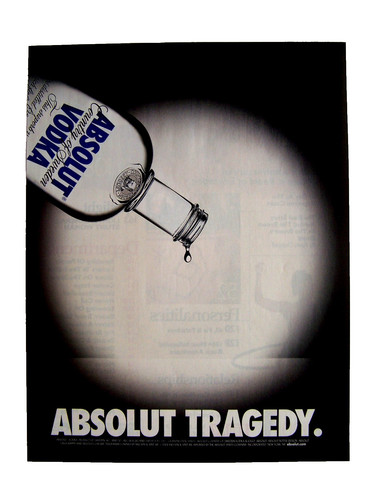 ABSOLUT TRAGEDY - 2004 - 8"X11"- magazine vodka ad art print MINT