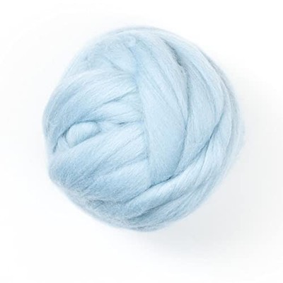  Colored Natural Wool roving, 8 OZ. Best Wool for Needle Felting, Light Blue